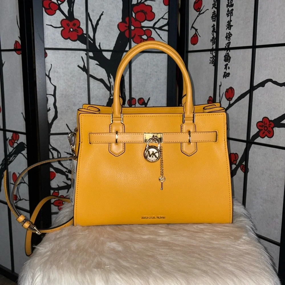 Michael Kors Medium HAMILTON Satchel/JET SET TRAVEL Card Case Wallet 2pc Set - Picture 2 of 8